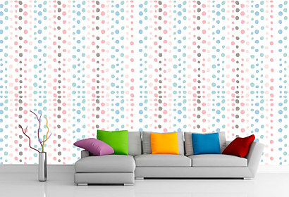 Fototapeta Pom pom guličky, girlanda Vector Colorful Birthday Party Pom Poms On Strings